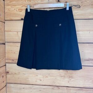 Vintage Wool Black Pleated Nautical Button Mini Skirt Womens Small